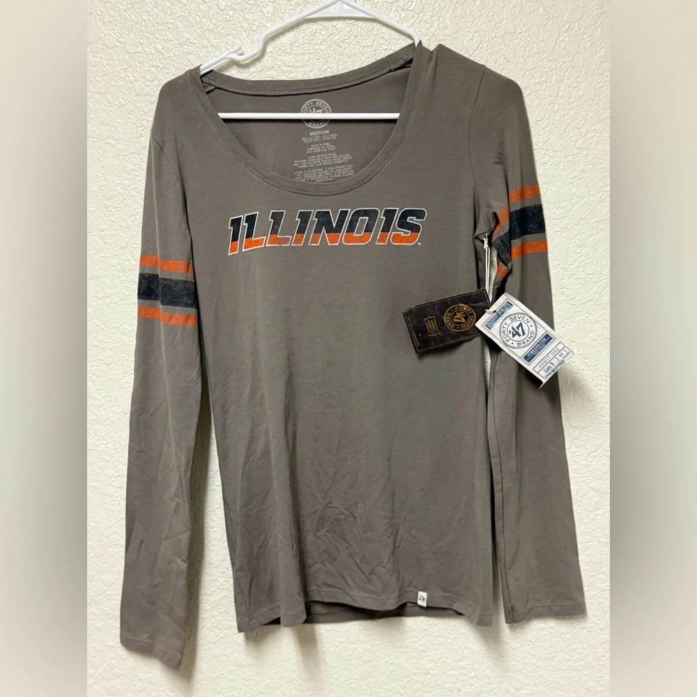 Illinois Women's Long Sleeve Top - Gray and Orange - Picture 8 of 10